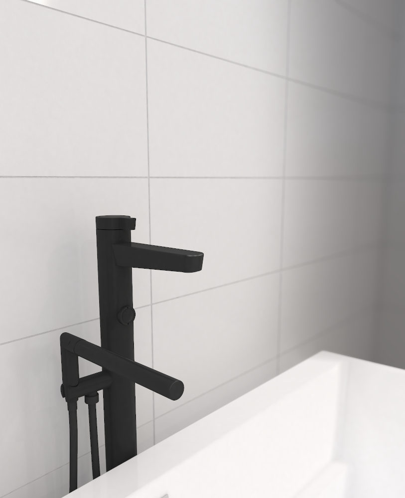 Robinet noir - salle de bain - Abyss - bain plancher